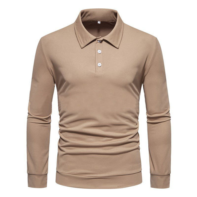 Herren Langarm Polohemd aus atmungsaktivem Stoff mit modernen Knopfdetails R&B