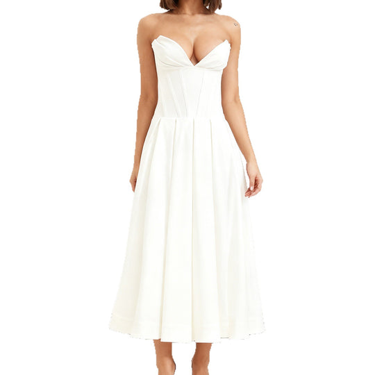 Damen Elegant geschnittenes Korsettkleid mit schwingendem Rock R&B