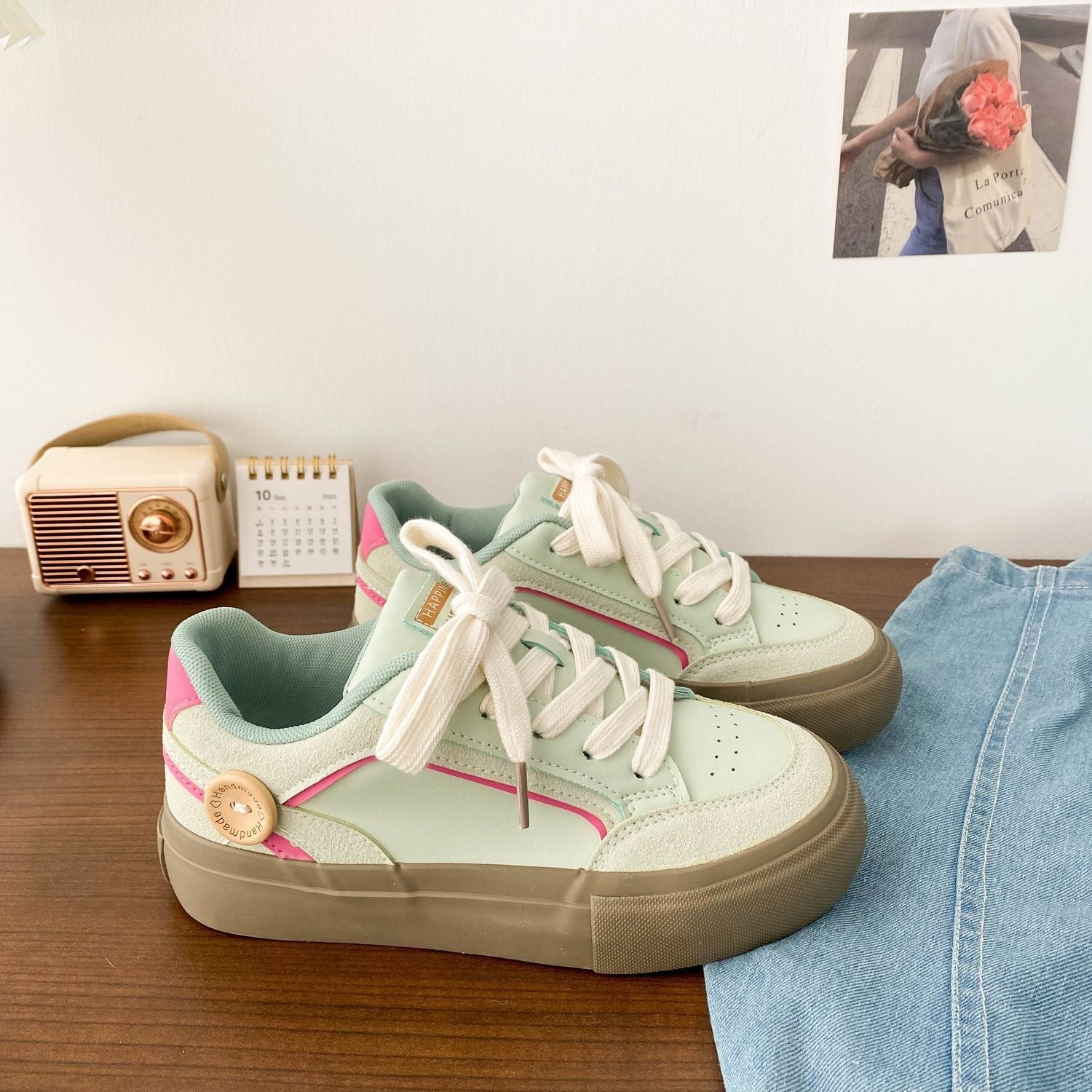 Damen Trendige Sneaker mit modischer Oberflächenstruktur und atmungsaktiver Innensohle