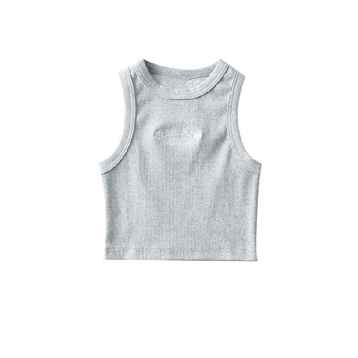 Damen-Crop-Top mit hohem Kragen und dezentem Schriftzug R&B