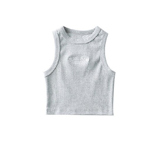 Damen-Crop-Top mit hohem Kragen und dezentem Schriftzug R&B