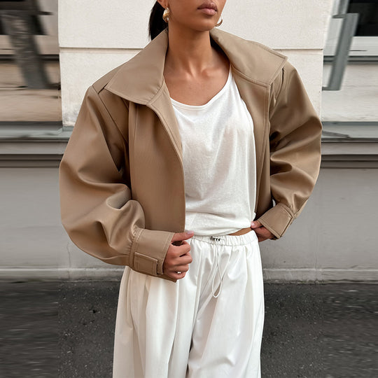 Damen cropped Jacke mit überschnittenen Schultern R&B