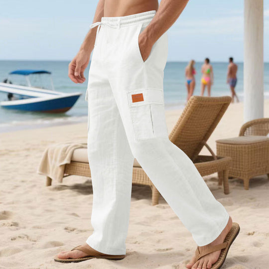 Herren nan maritime Strand-Cargohose im Relaxschnitt mit elastischem Tunnelzugbund R&B