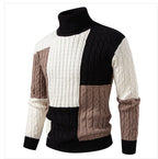 Herren modischer Strickpullover mit strukturiertem Zopfmuster und Stehkragen R&B