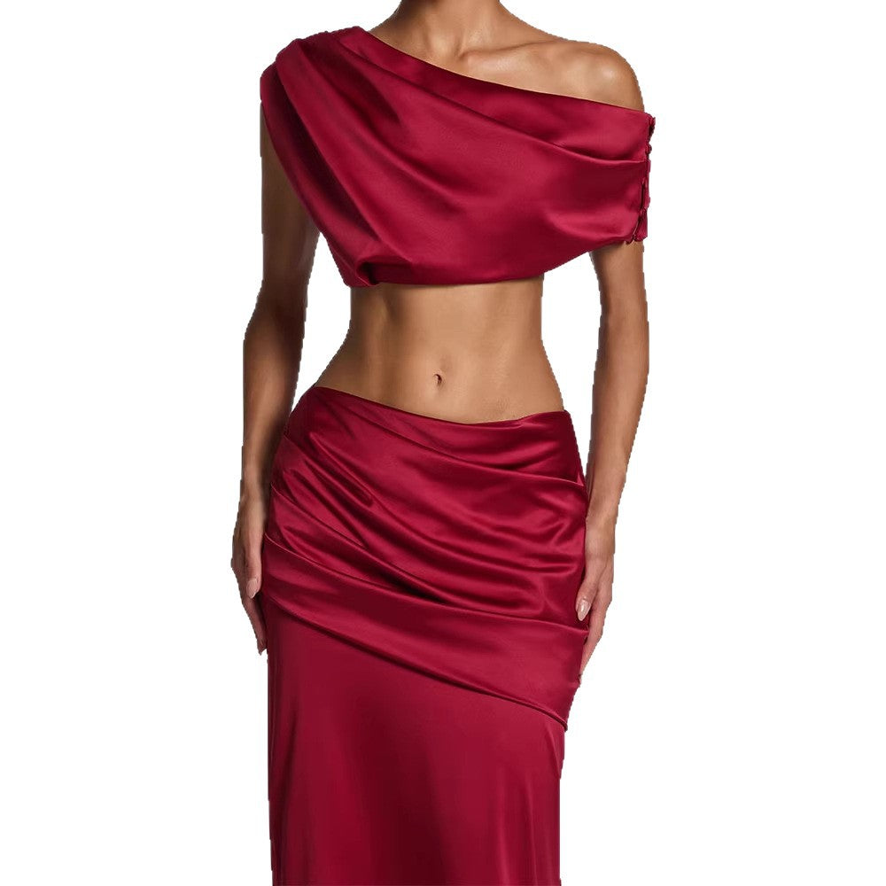 Damen Elegantes One-Shoulder Abendkleid R&B