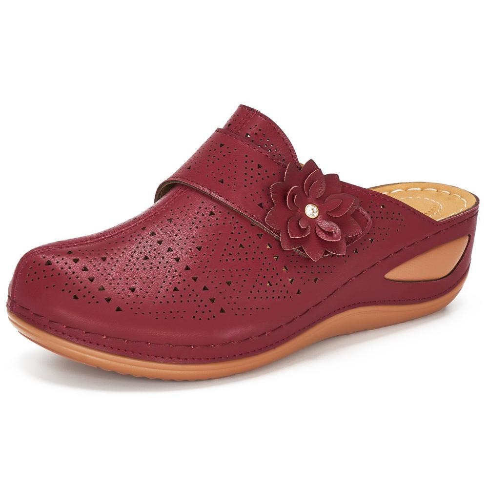 Damen bequeme Clogs mit floralem Cut-Out-Design und rutschfester Sohle R&B