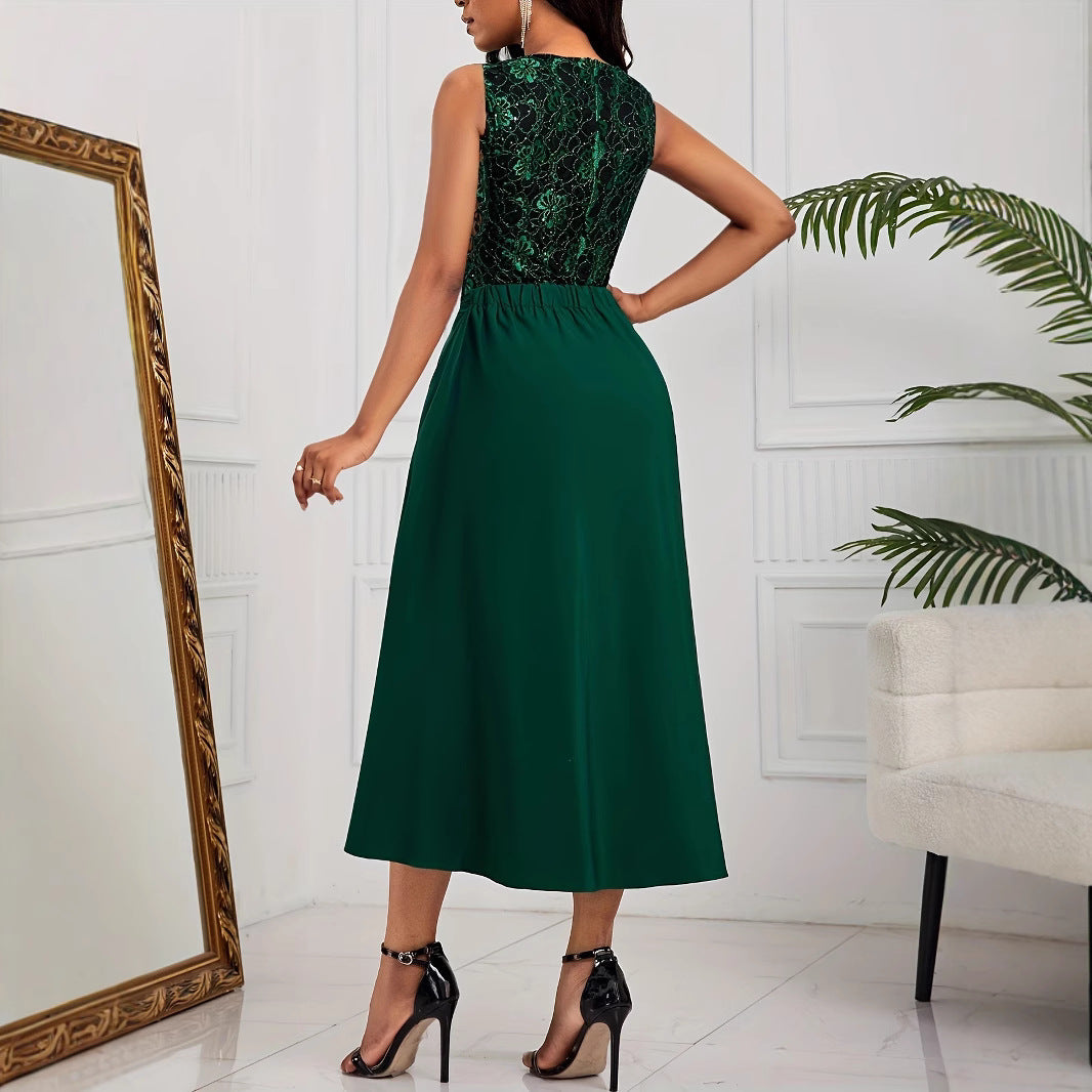 Damen Elegante Schnitt Midi-Kleid mit asymmetrischem Saum und floralem Oberteil R&B