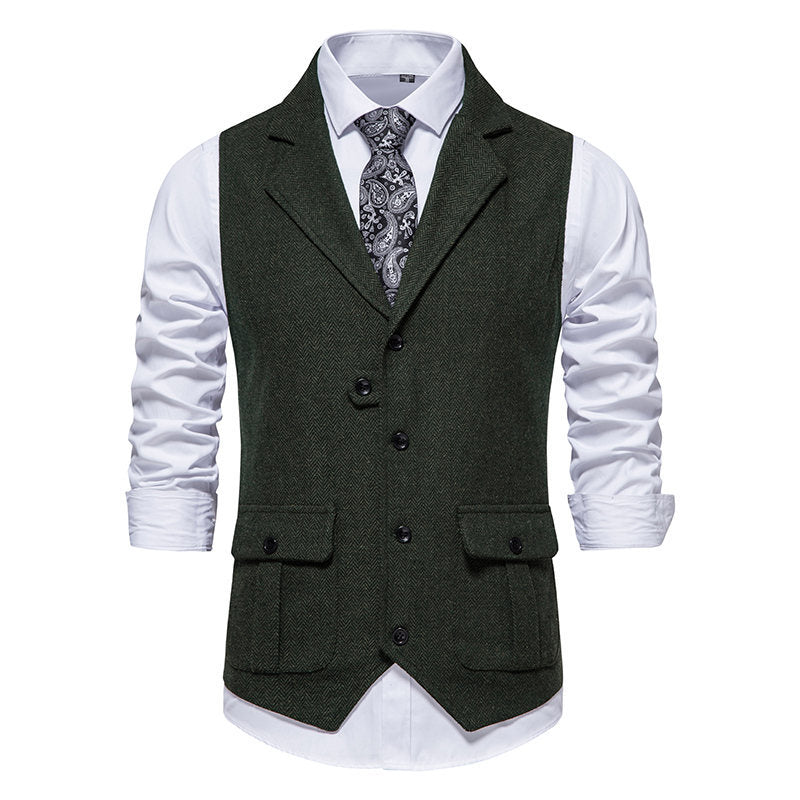 Herren elegante Weste mit strukturiertem Hahnentritt-Muster