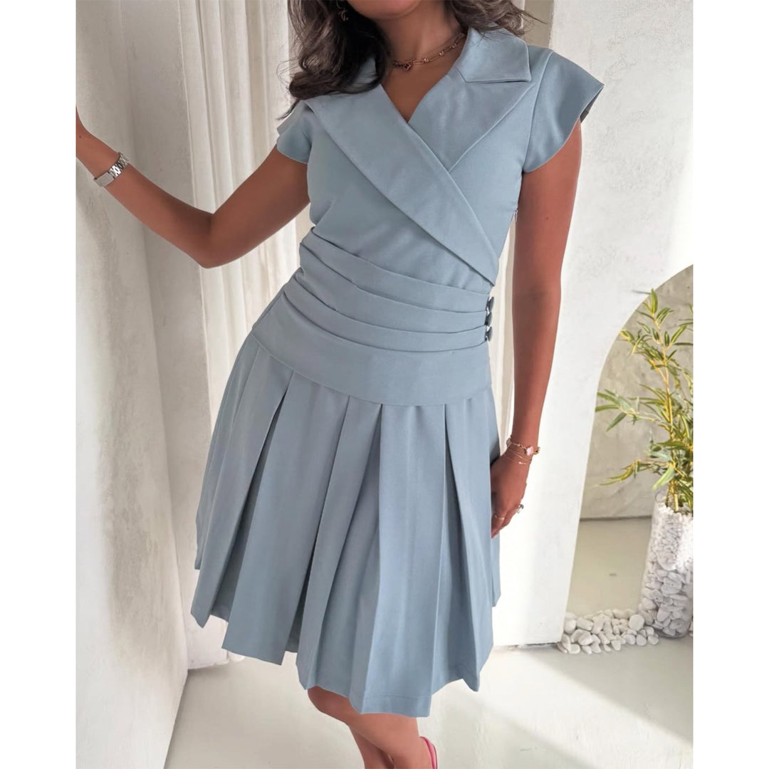 Damen Wickelkleid mit elegantem Taillengürtel und femininem Faltenrock R&B