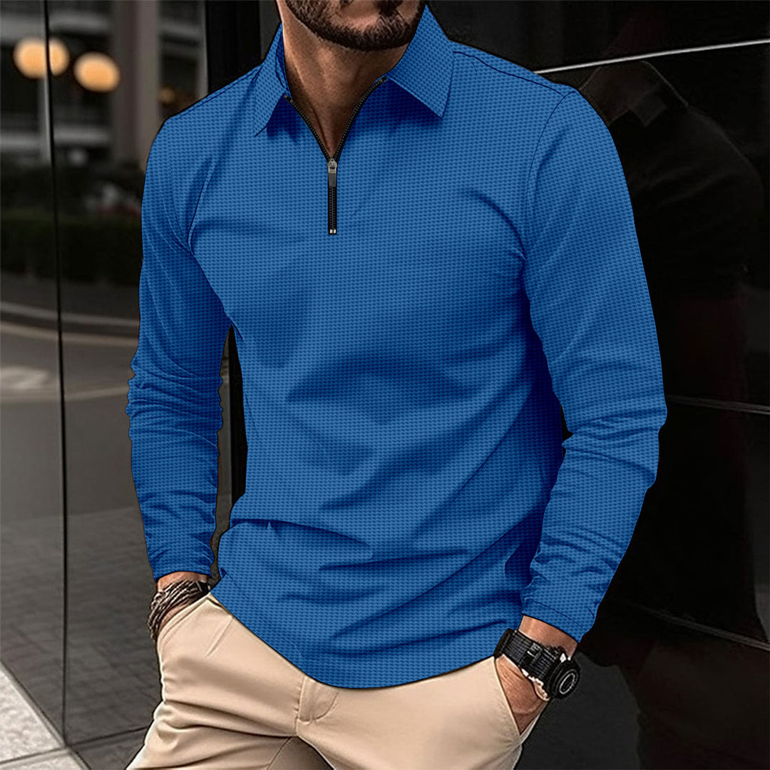 Herren Langarmshirt mit modernem Reißverschluss und strukturiertem Design R&B