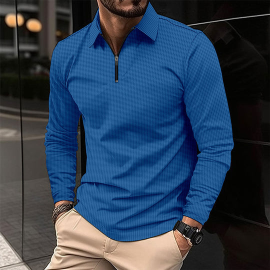 Herren Langarmshirt mit modernem Reißverschluss und strukturiertem Design R&B