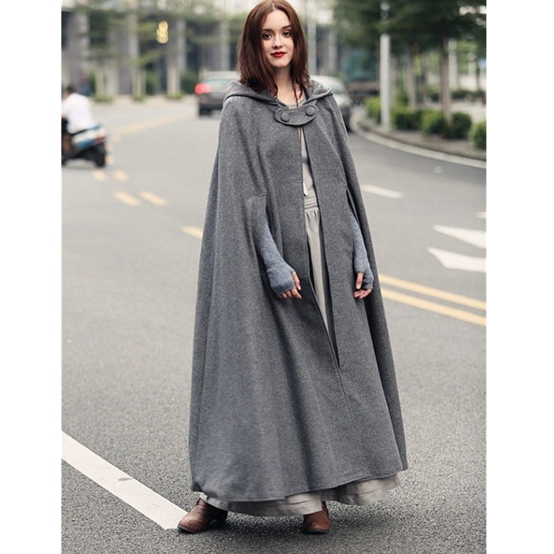 Damen elegante Kapuzenumhang mit verstellbarem Verschluss R&B