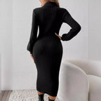 Damen Elegantes Strickkleid mit Rippstruktur R&B