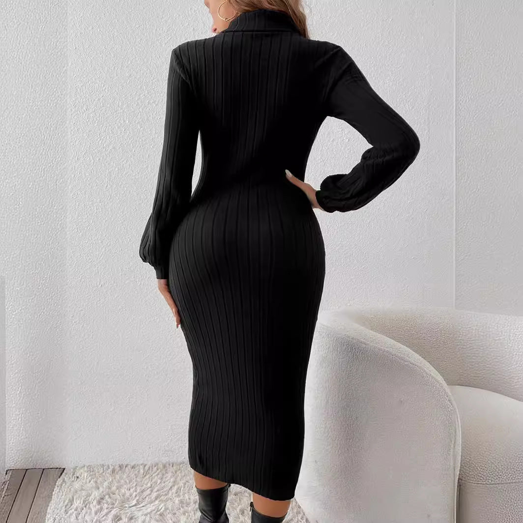 Damen Elegantes Strickkleid mit Rippstruktur R&B