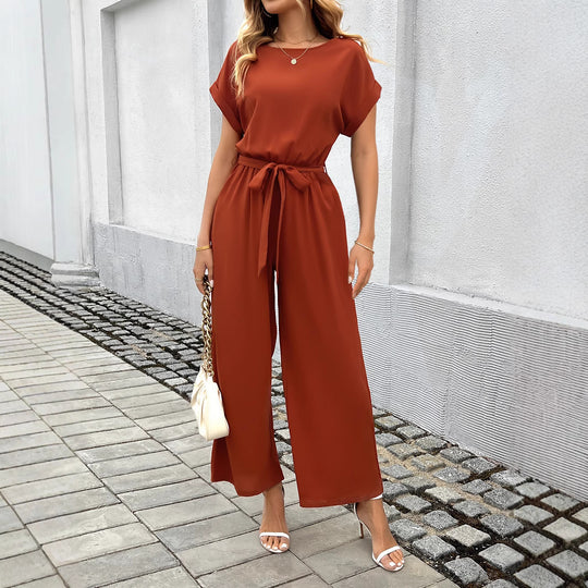 Damen Eleganter Jumpsuit mit Taillengürtel R&B