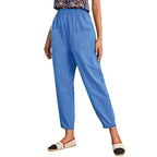 Damen lockere Komfort-Hose mit elastischem Bund und großen Taschen R&B