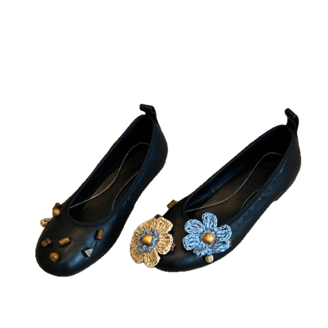 Damen Ballerinas mit floralem Dekor und schimmernder Oberfläche R&B