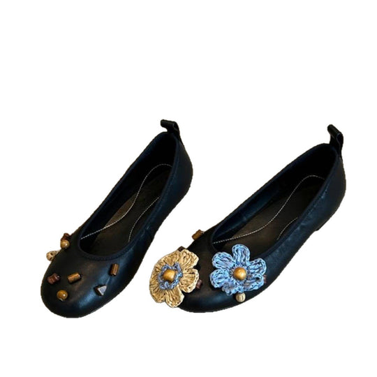 Damen Ballerinas mit floralem Dekor und schimmernder Oberfläche R&B