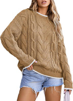 Damen Strickpullover mit grobem Zopfmuster R&B