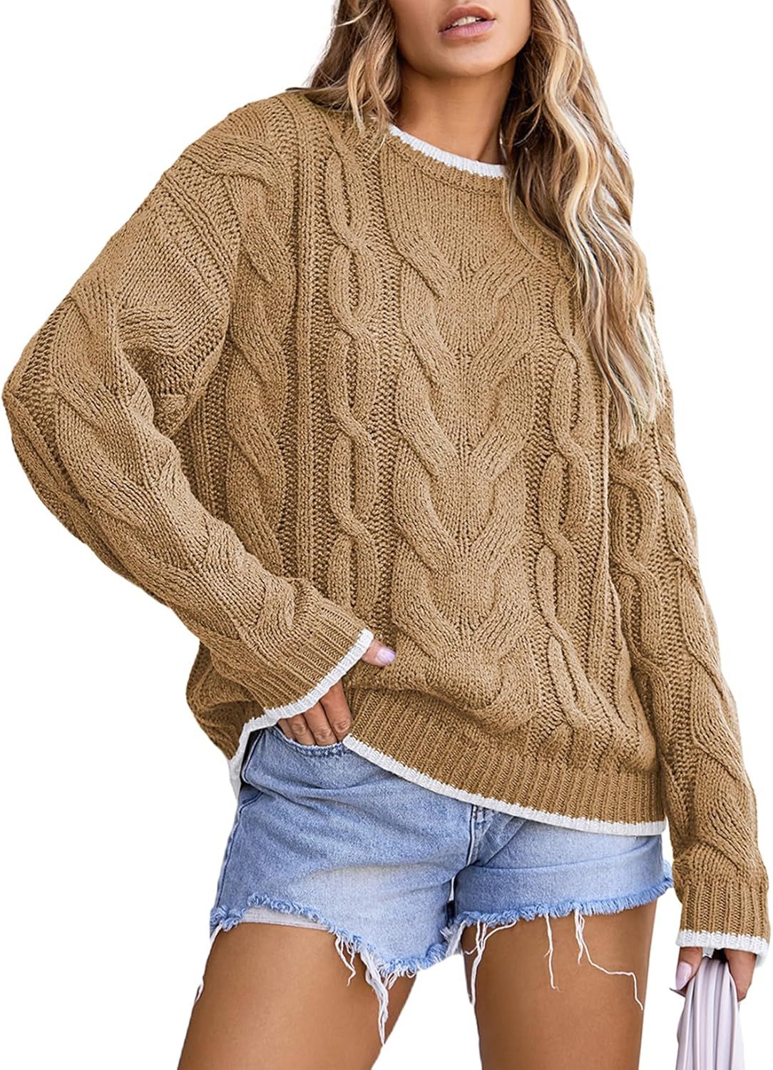 Damen Strickpullover mit grobem Zopfmuster R&B