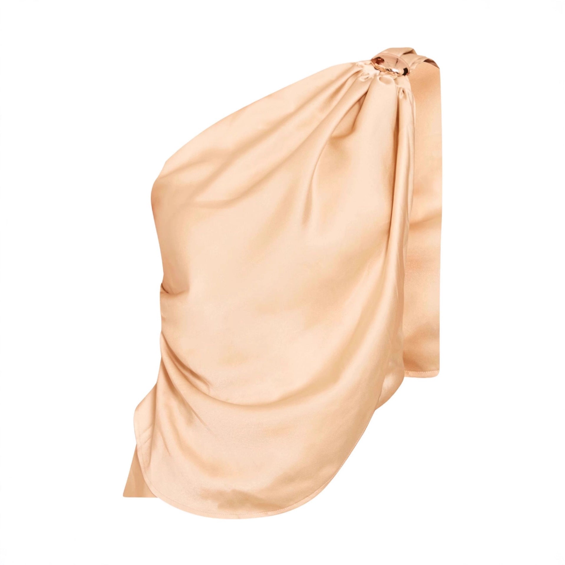 Damen asymmetrisches Satin-Oberteil mit drapiertem Abschluss R&B