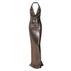Damen Elegantes Wickelkleid mit tiefem V-Ausschnitt und schimmerndem Finish R&B