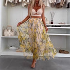 Damen Maxirock mit floralen Lagen und transparentem Design R&B