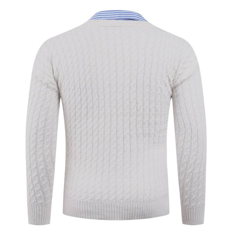 Herren Eleganter Strickpullover mit V-Ausschnitt und feiner Struktur R&B