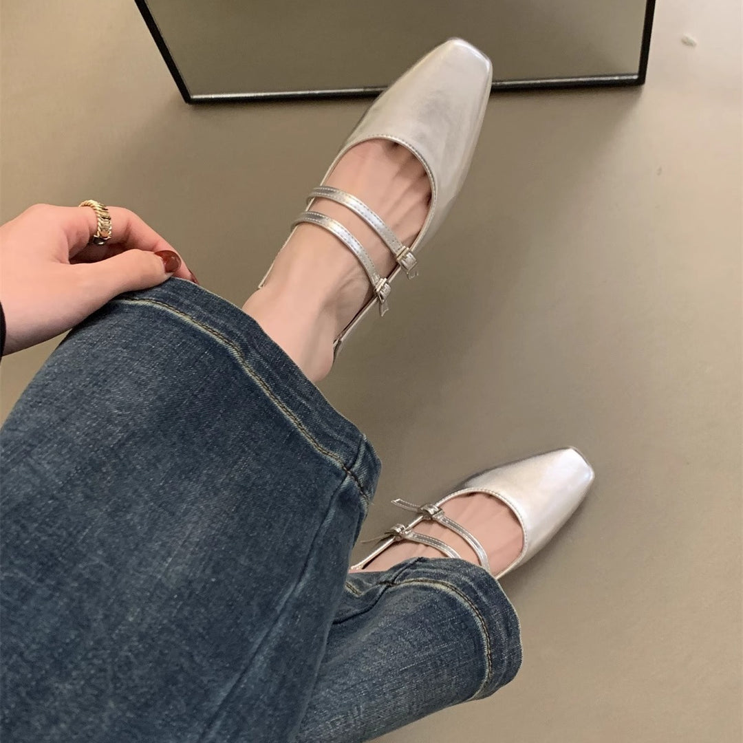 Damen elegante Mary Jane Ballerinas mit modischem Doppelriemen und komfortablem Fußbett R&B