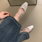 Damen elegante Mary Jane Ballerinas mit modischem Doppelriemen und komfortablem Fußbett R&B