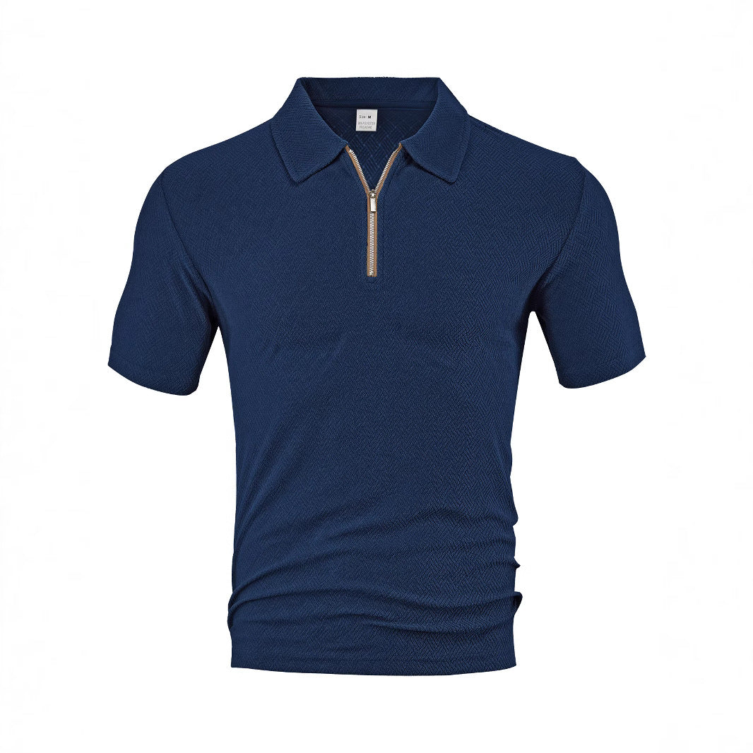 Herren Polo-Shirt mit elegantem Reißverschluss und strukturiertem Design R&B