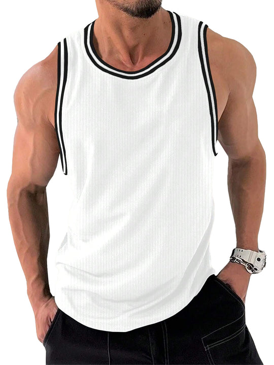 Herren Sportliches ärmelloses Tanktop mit atmungsaktivem Material und modernem Rippendesign R&B