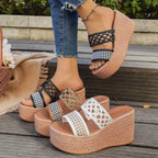 Damen Wedge-Sandalen mit geflochtenem Riemen und rutschfester Sohle