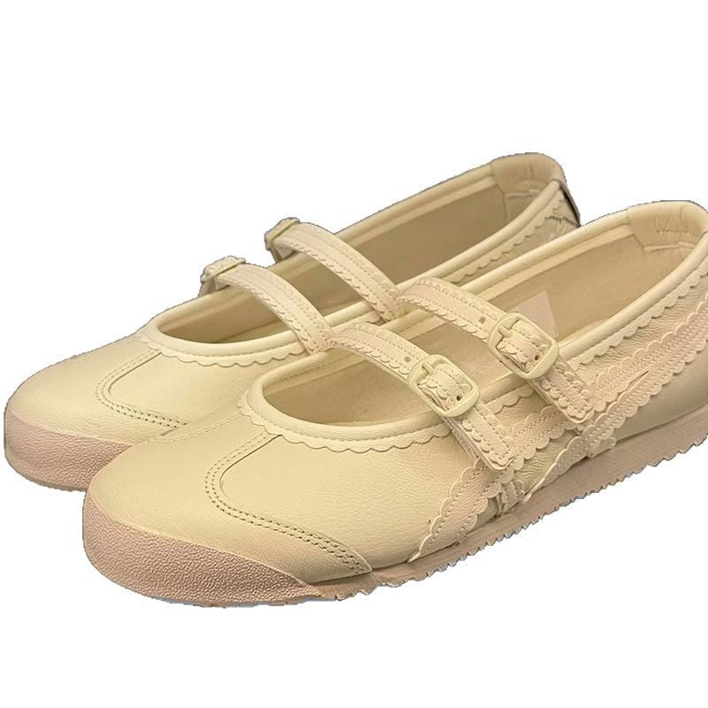 Damen Ballerinas mit verspieltem Riemendesign und hochwertiger Lederoberfläche R&B
