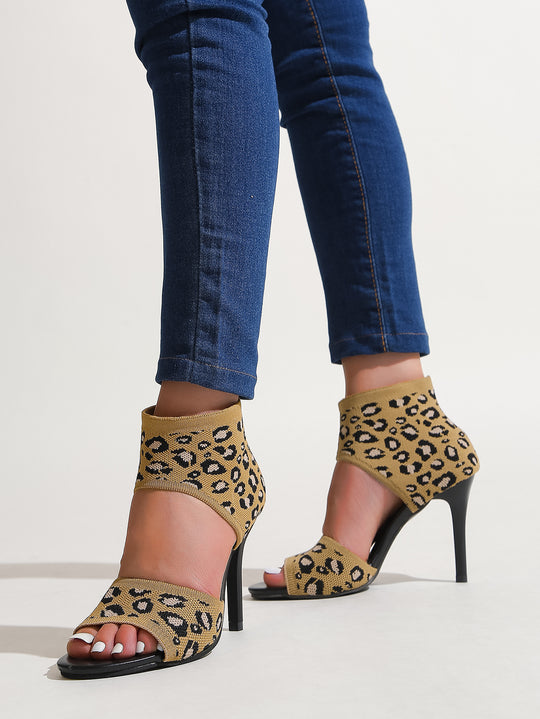 Damen Peep-Toe High Heels mit elastischem Strick-Oberschaft und hochmodernem Trichterabsatz R&B