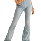 Damen Flared Jeans mit hohem Bund und figurbetontem Schnitt