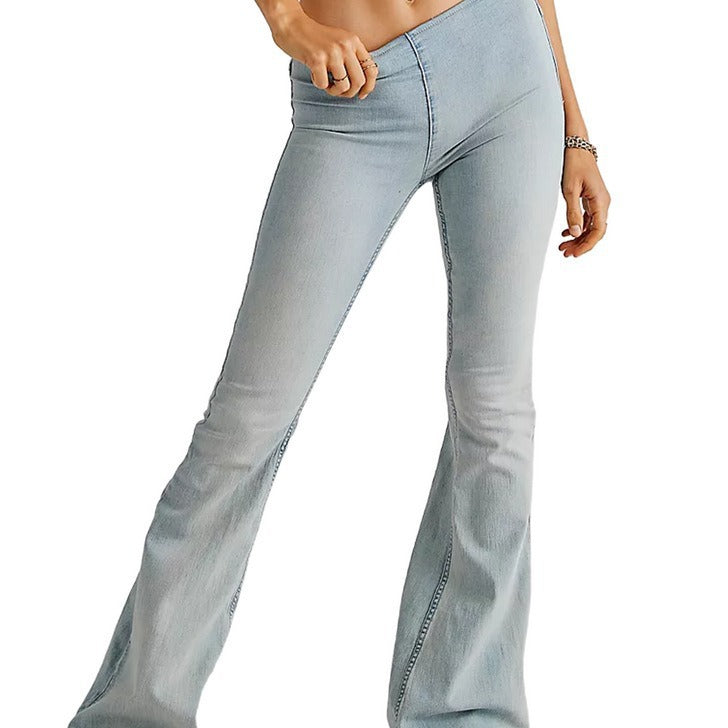 Damen Flared Jeans mit hohem Bund und figurbetontem Schnitt
