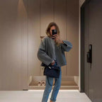 Damen oversized Wolljacke mit elegantem Schnitt und lässigem Look R&B