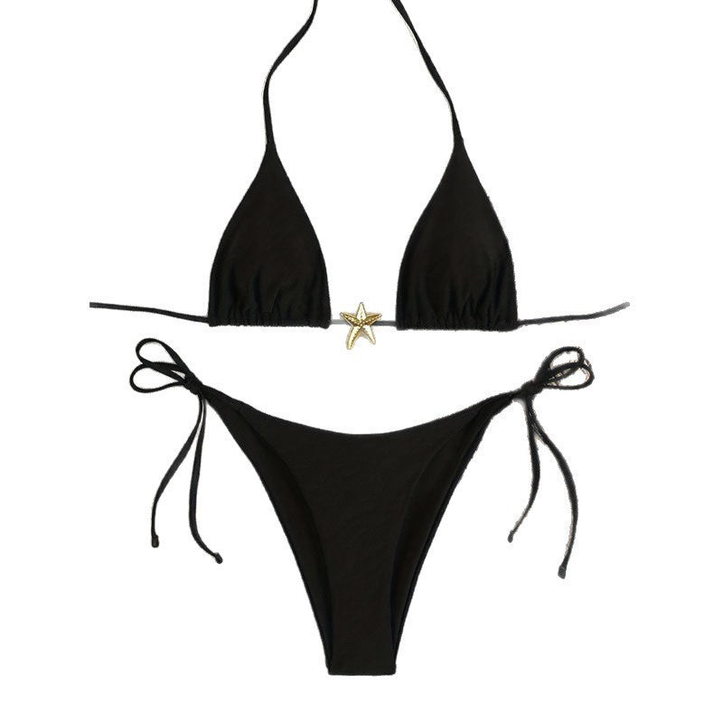 Damen Triangel-Bikini mit Sternen-Applikation R&B