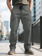 Herren nan urbane utilitarische Cargohose mit elastischem Komfortbund, Tunnelzug und verschließbaren Klappentaschen R&B