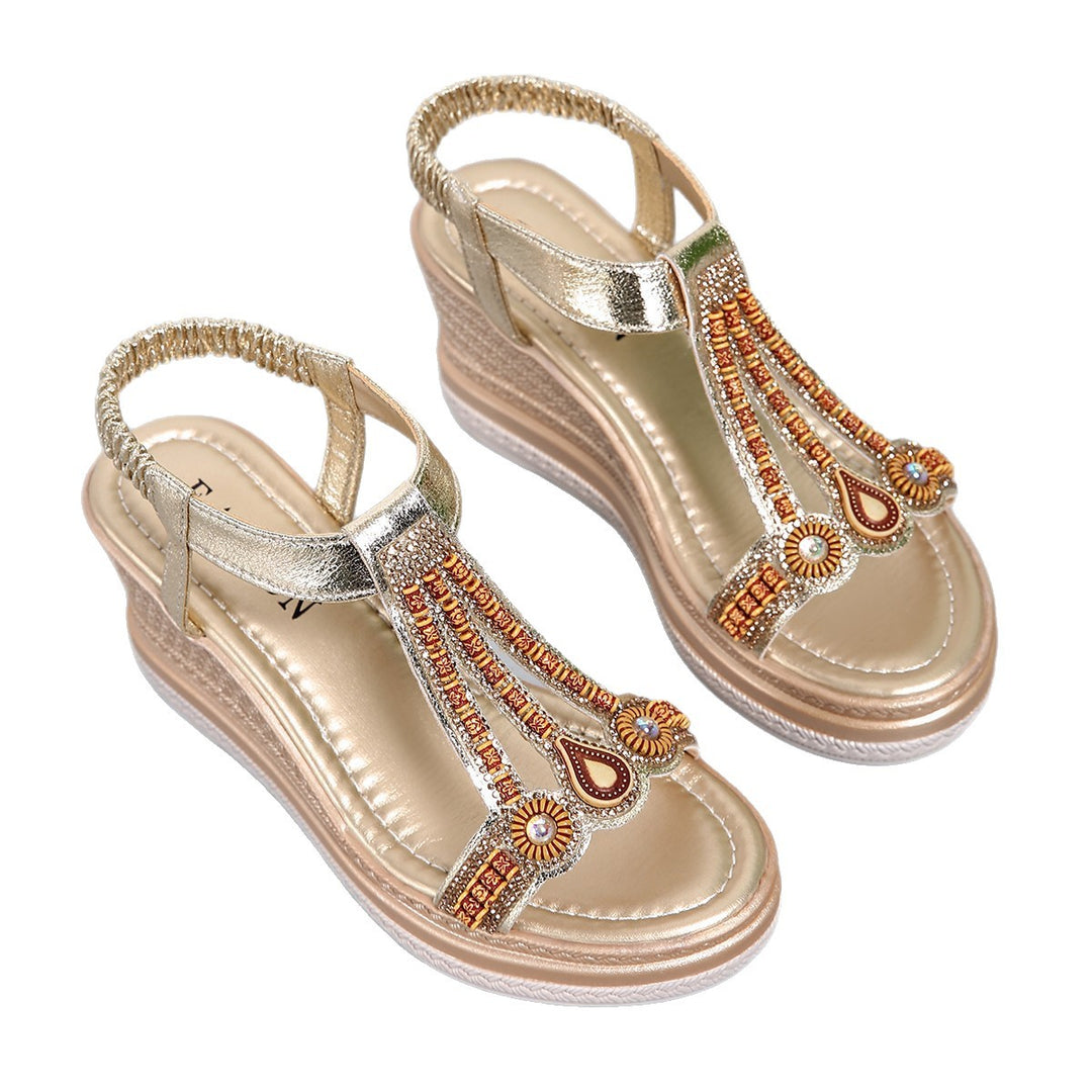 Damen Glamouröse Wedge-Sandalen mit funkelnden Details R&B