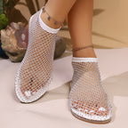 Damen Glitzernde Netzsandalen mit funkelnden Strassapplikationen R&B