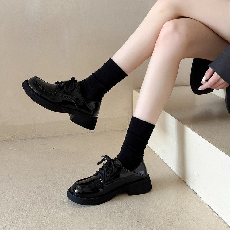 Damen modische Glattleder-Schnürschuhe mit Plateausohle R&B
