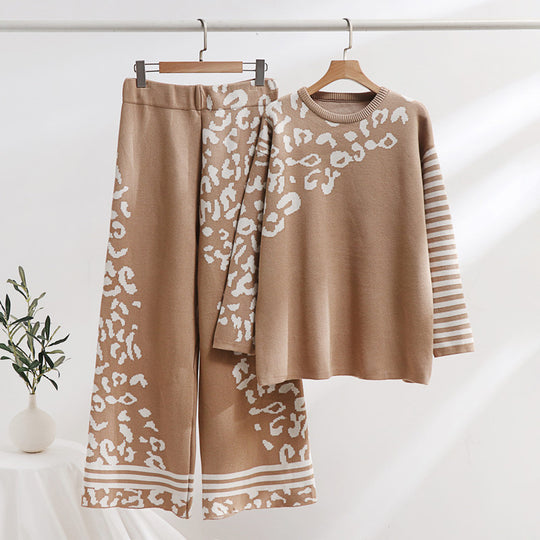 Damen modisches Lounge-Set mit Tiermuster und breiten Streifen R&B