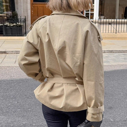 Damen modische Trenchcoatjacke mit Gürtel und großzügigem Schnitt R&B