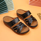 Damen komfortable und stilvolle Pantolette mit durchbrochenem Design