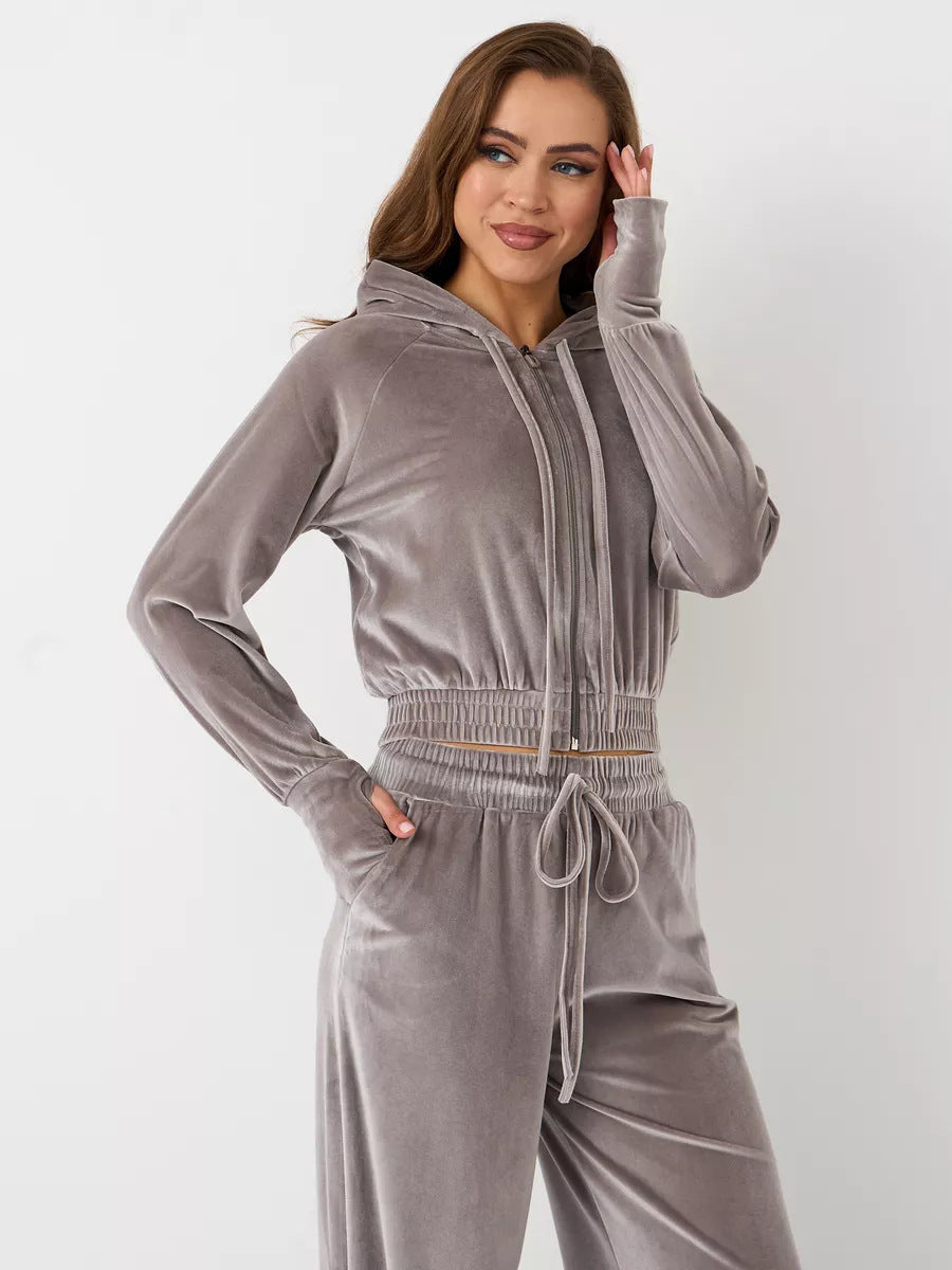 Damen Luxuriöses Fleece-Loungewear-Set mit Kapuze und lockerer Passform R&B