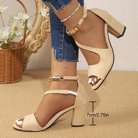 Damen stilvolle Blockabsatz Sandalen mit offener Zehenpartie R&B