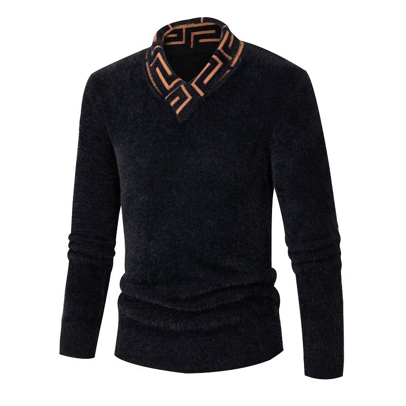 Herren modischer Pullover mit schickem Stehkragen und strukturiertem Design R&B