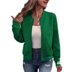 Damen lässige Zip-Jacke mit strukturiertem Design R&B